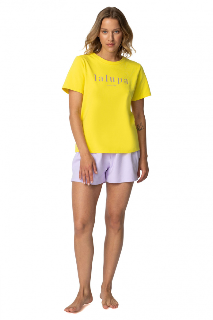 T-shirt damski koszulka z krótkim rękawem bawełniana żółty
